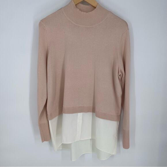 Chico’s Turtleneck Sweater With White Dress Shirt Tail Mature Classic Modest L - Picture 1 of 6